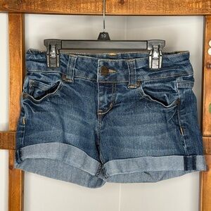 Celebrity Pink Blue Jean Shorts with Cuffed Hem